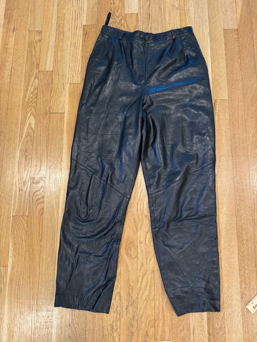Black vegan  Leather Pants - Classic High-Waist Style